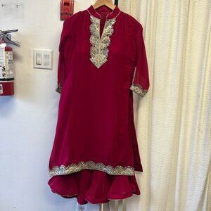 Punjabi party wear suit colour for dark pink size for42